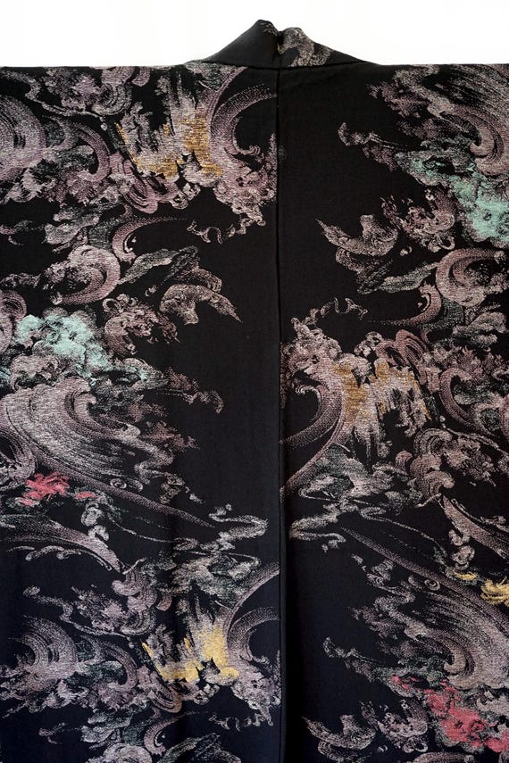 Stunning Unique Raging Waves Pattern Silk Haori, … - image 3