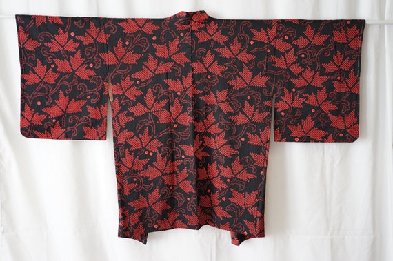 Unused Shibori Haori Vintage Japanese Silk Kimono… - image 1