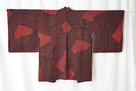 Unused Vivid Shibori Haori Vintage Japanese Silk … - image 1