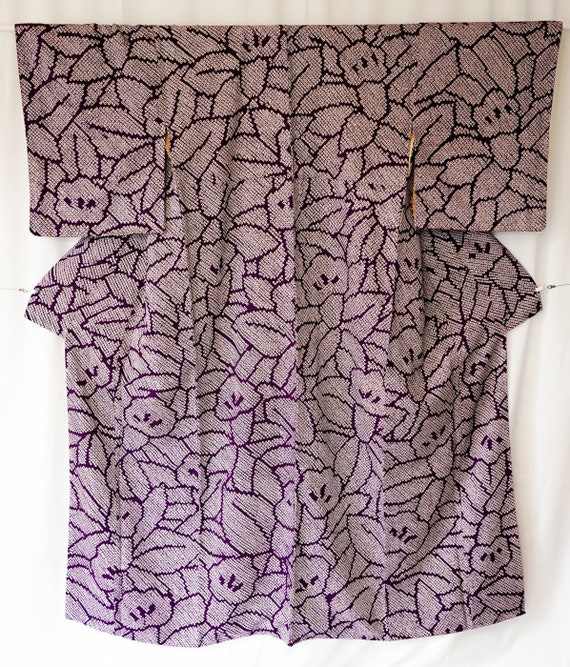 Vibrant Shibori Silk Vintage Japanese Kimono - Ric