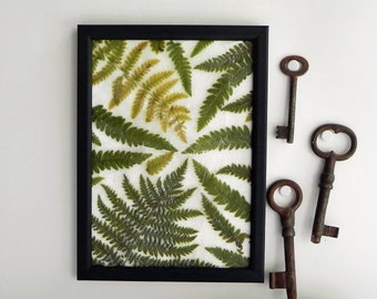 Cuadro de helecho prensado enmarcado, decoración Hygge para el hogar, arte botánico para pared, regalos para inauguración de casa