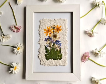 Mini Pressed Flowers Bouquet Frame Art Small Botanical Gift