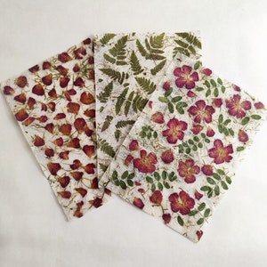 Papel botânico feito à mão, papel orgânico para scrapbooking, papel artesanal com flores e plantas prensadas, A4