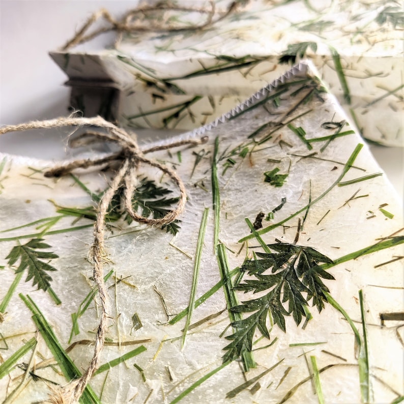 Floral Gift Bags Herbs Grass Green Gift Wrap Bags Handmade Etsy