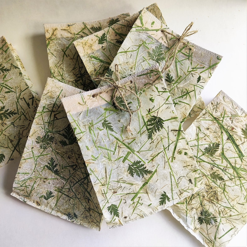 Floral Gift Bags Herbs Grass Green Gift Wrap Bags Handmade Etsy