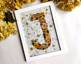 Letter Initial Pressed Flower Frame Personalized Gift