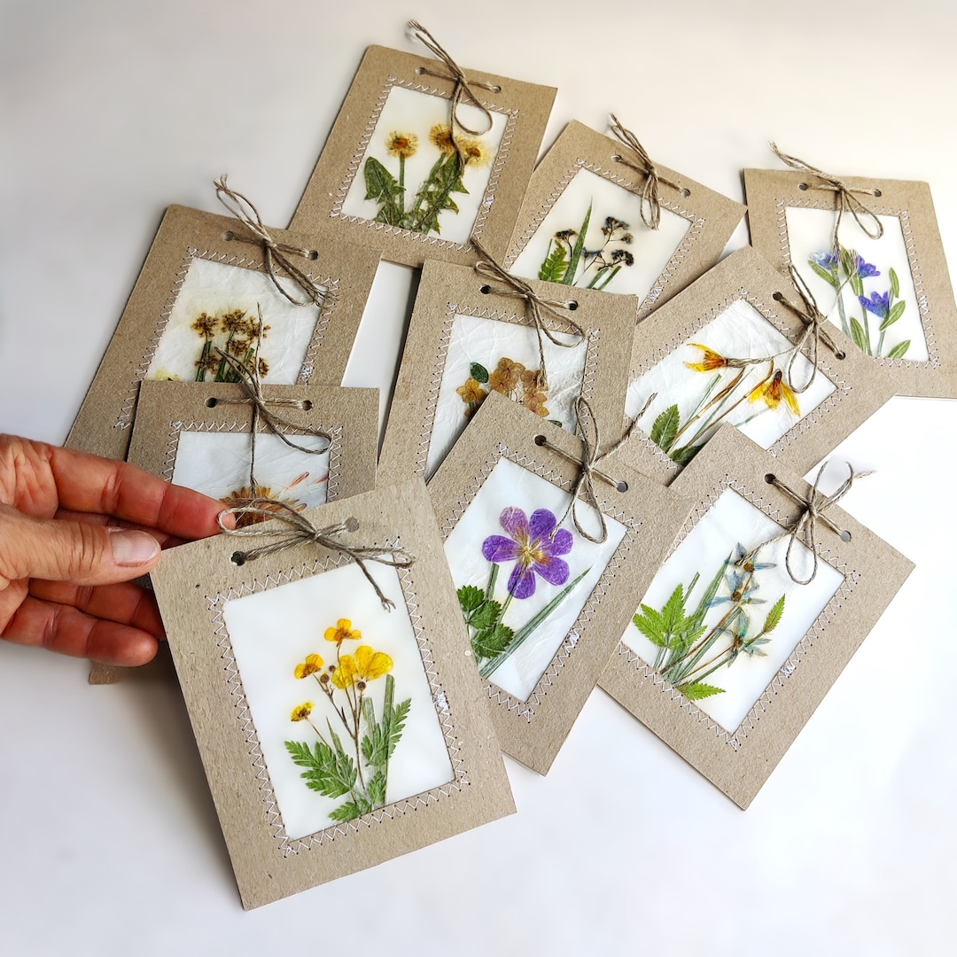 Handmade Pressed Flower Art Cards Set of 10 Favors for Guests - Etsy