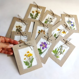 Handgemaakte geperste bloemenkunstkaarten set van 10 gunsten voor gasten