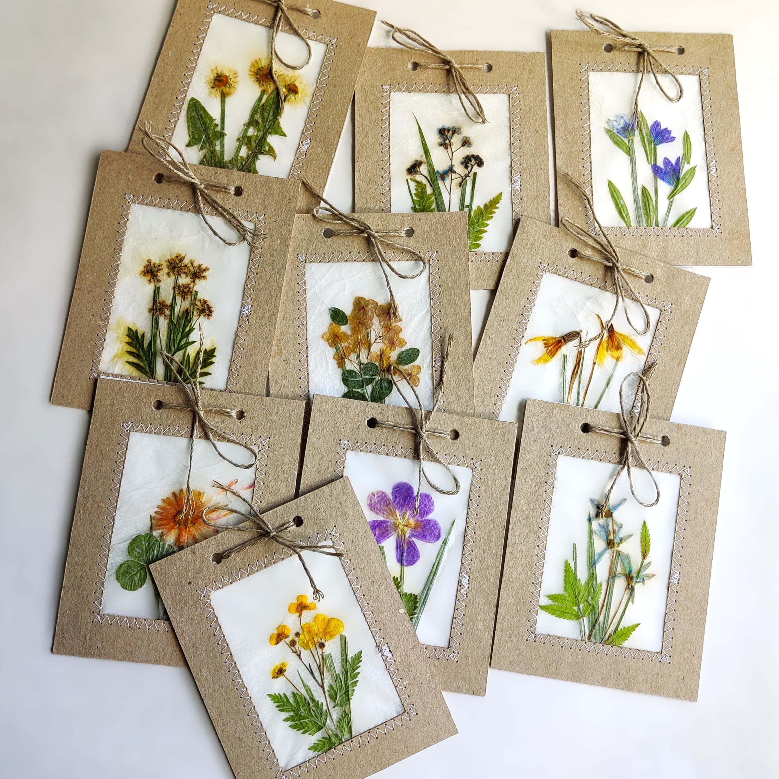 Handmade Pressed Flower Art Cards Set of 10 Favors for Guests - Etsy UK