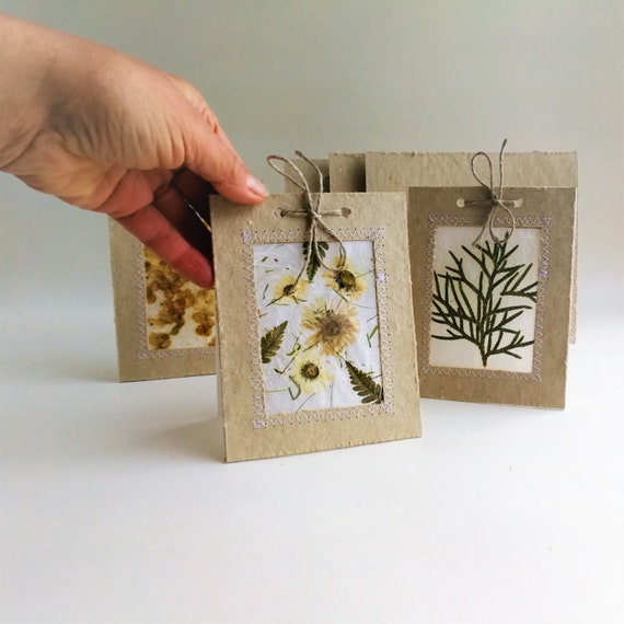 Hand Made Greeting Cards Set of 3 With Dried Flowers and Etsy