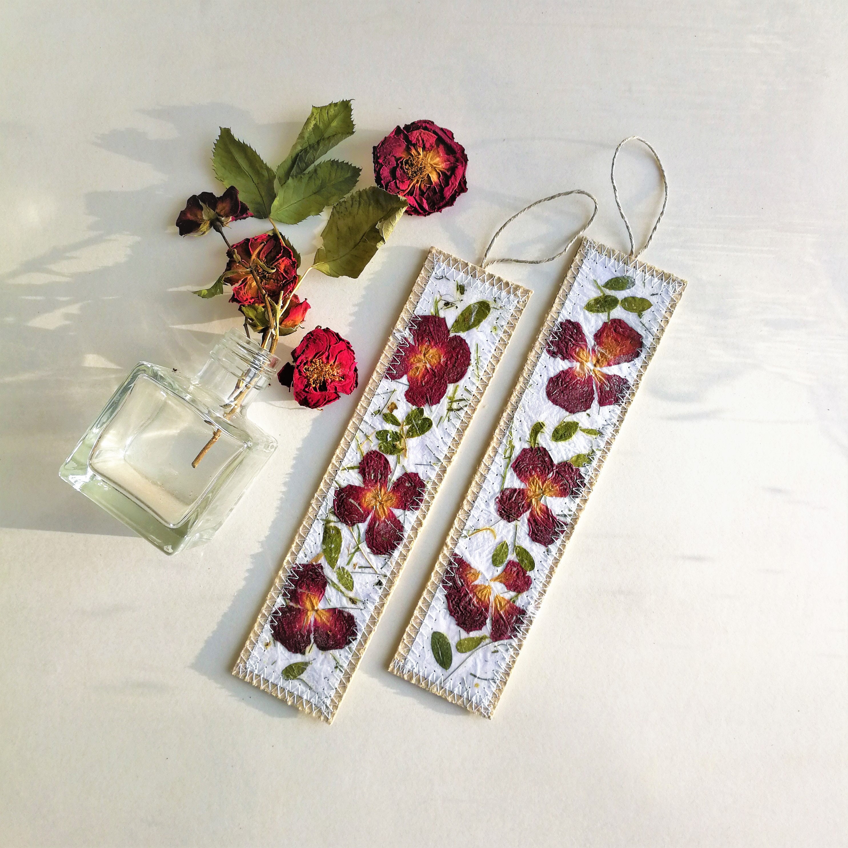 Pressed Roses Flower Bookmarks, Handmade Book Lovers Hygge Gift - Etsy
