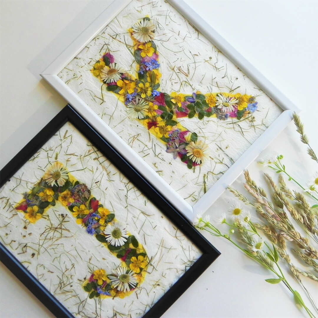 Flower Initial Letters for Wall Decor, Pressed Botanical Frame Art ...