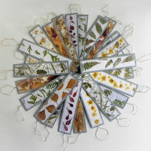 Large floral bookmarks set of 10 real pressed flower original booklover gifts