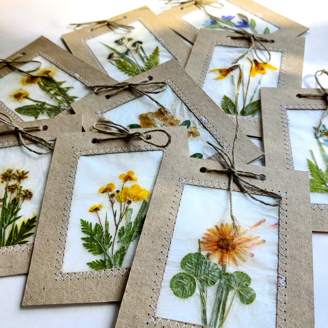 Handmade Pressed Flower Art Cards Set of 10 Favors for Guests - Etsy