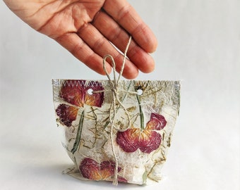 mini favor gift bags, dried rose paper bag, pink pretty florals wedding small bags