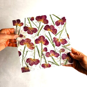 flower petal paper, homemade square wedding papers 1 sheet