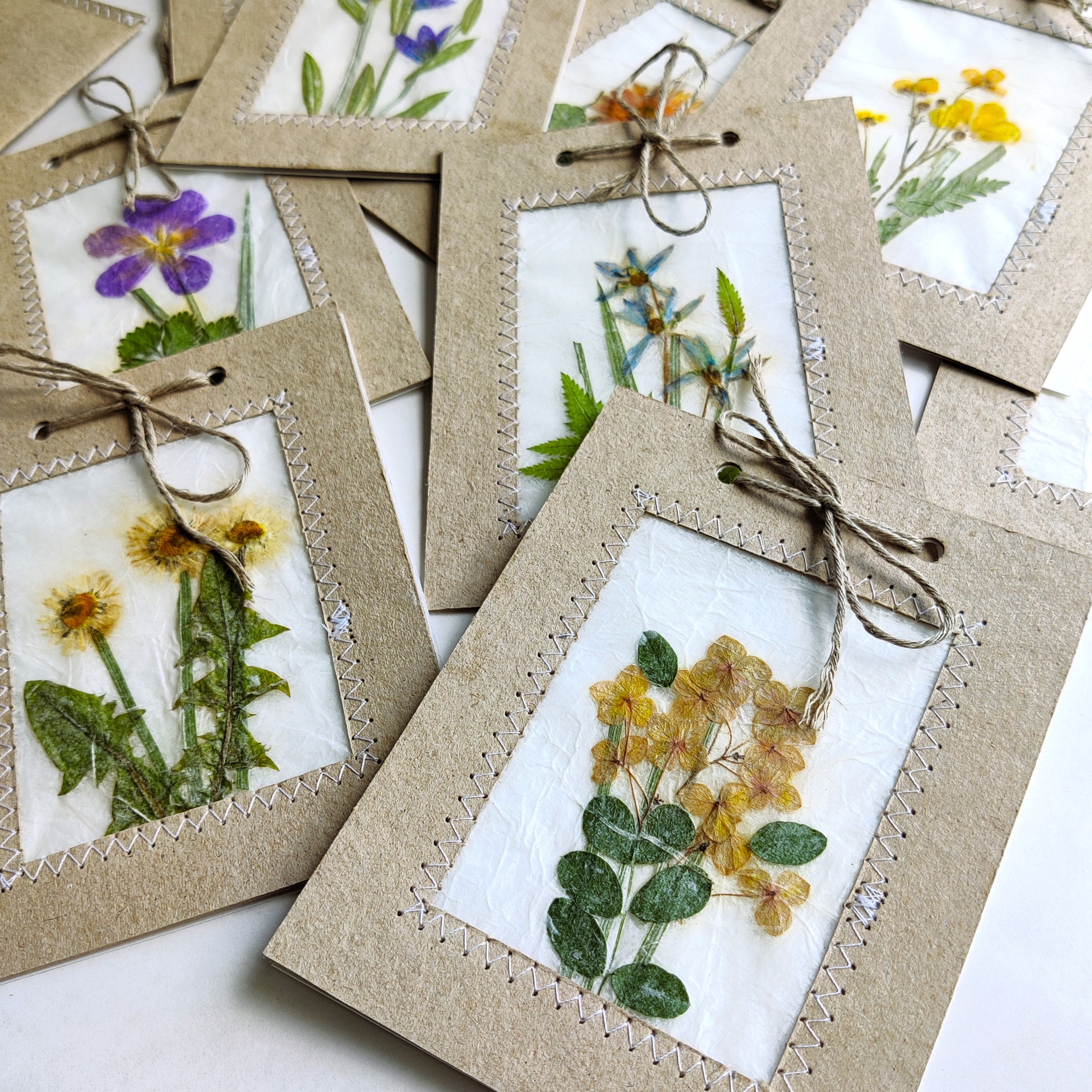 Handmade Pressed Flower Art Cards Set of 10 Favors for Guests - Etsy