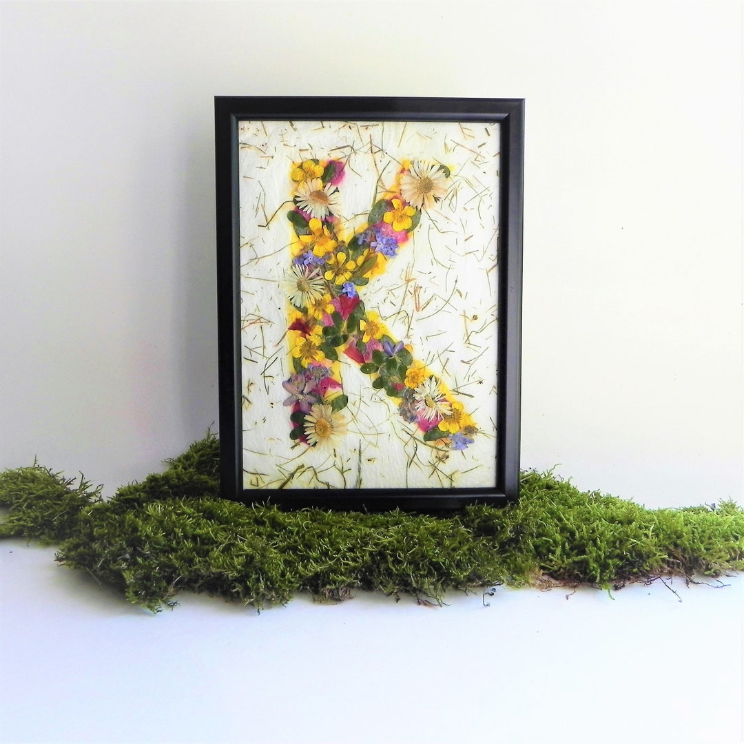 Flower Initial Letters for Wall Decor, Pressed Botanical Frame Art ...