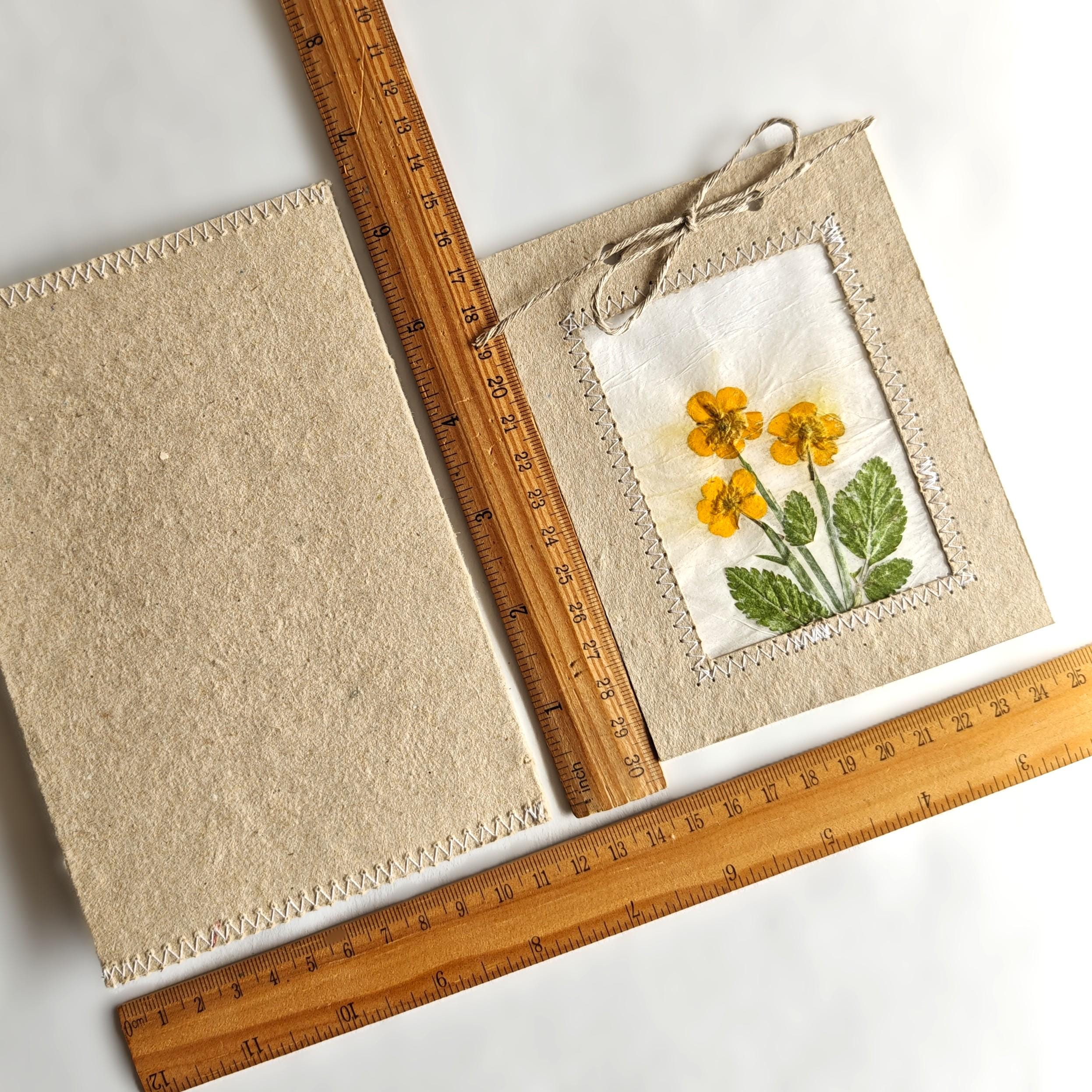 Handmade Paper With Dried Flowers Cards and Envelopes, Pressed 