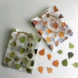Borse di carta fatte a mano, set di borse regalo decorative con foglie autunnali e primaverili