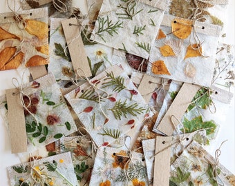 Advent calendar kit, 24 Christmas gift bags from handmade paper, nature inspired DIY hanging decoration