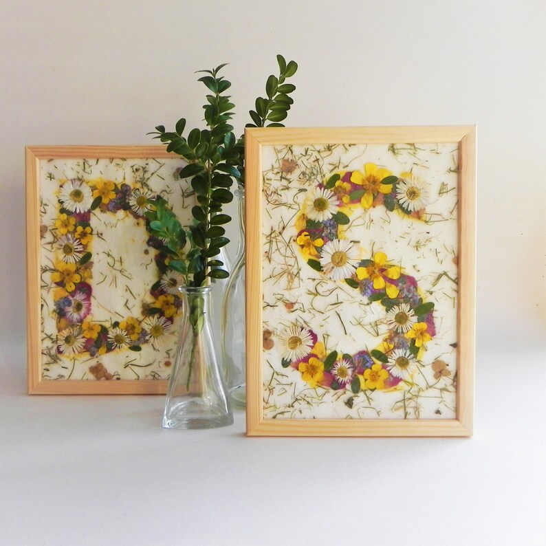 Pressed Flower Name Letters Personalized Gift Wall Art Decor Etsy