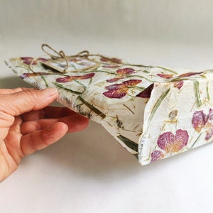 Handmade paper with dried rose gift bag.  This boho floral gift bag will add a beautiful touch to any gift.