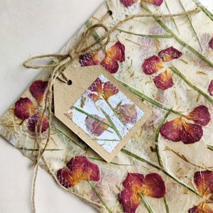 Handmade paper with dried rose gift bag.  This boho floral gift bag will add a beautiful touch to any gift.