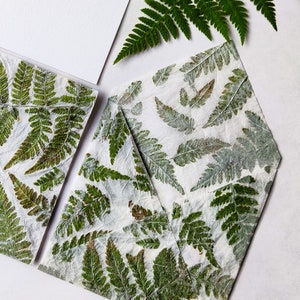 Square Invitation Envelope from Handmade Paper with Real Fern image 2