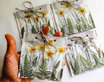 Small Favor Bags Dried Flower Handmade paper Jewelry Gift Bag