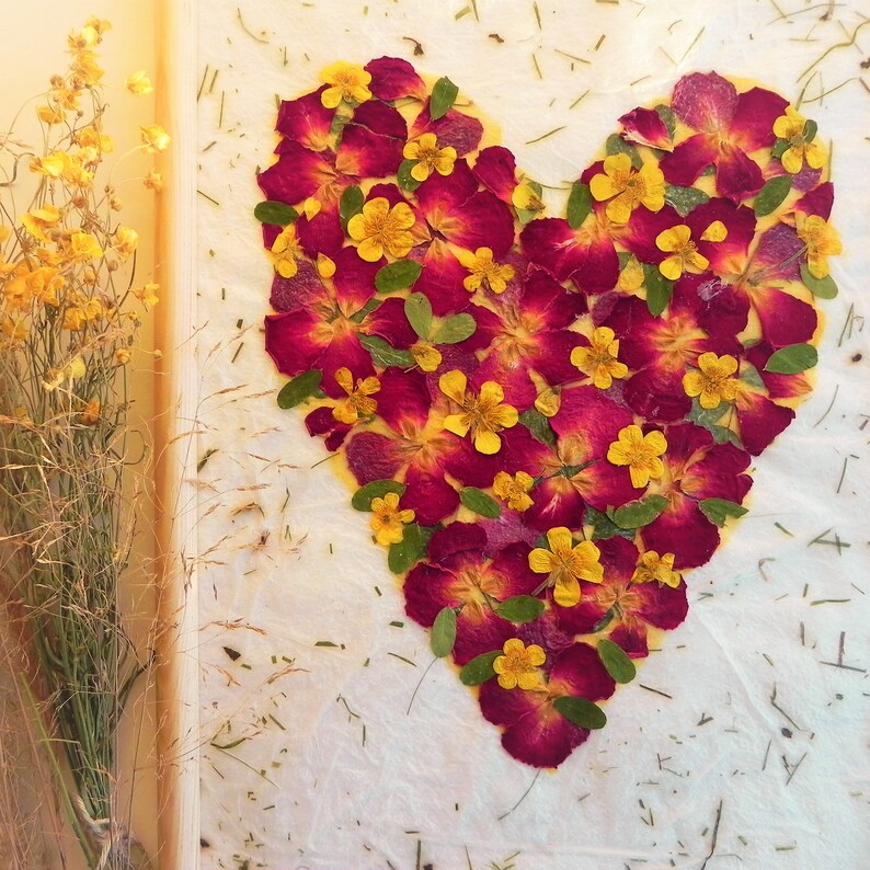 Pressed Rose Floral Heart Wall Art Hanging Frame Romantic Gift Etsy