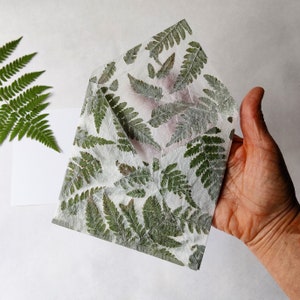 Square Invitation Envelope from Handmade Paper with Real Fern image 8