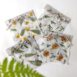 Mini Bag set of 4 Pressed Flower Paper Gift Wrap