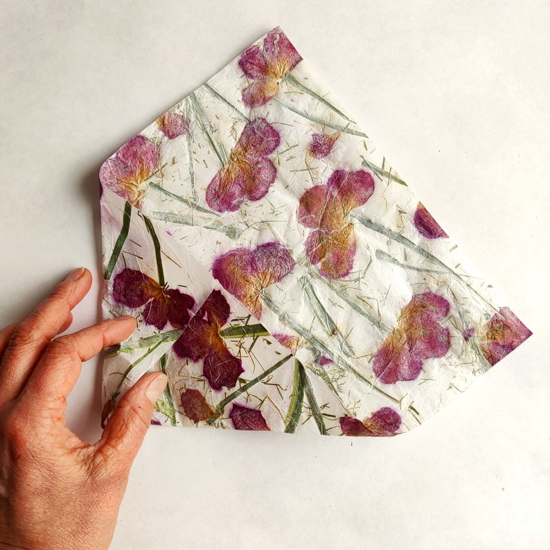 flower petal paper, homemade square wedding papers image 7