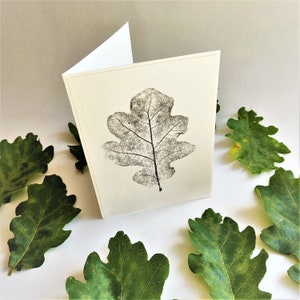 Oak leaf blank card, minimalist botanical black white monoprint image 5