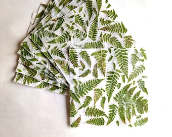 set of 10 handmade paper with real fern leaves