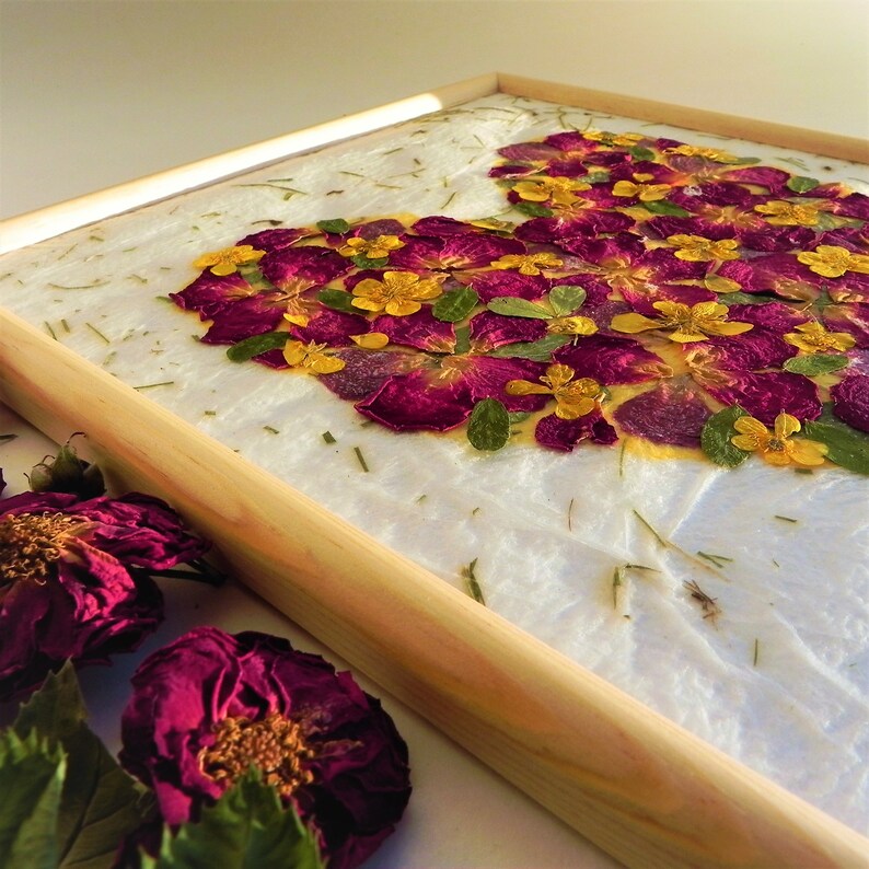 Pressed Rose Floral Heart Wall Art Hanging Frame Romantic Gift Etsy