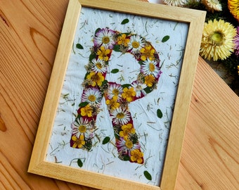 Personalized Letter Gift, Dried Flower Herbarium Frame Art Decor