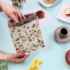 Flower gift wrap bags from handmade paper, Eco paper gift bag, wedding floral favor bags