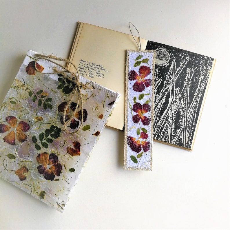 Pressed roses flower bookmarks, handmade book lovers hygge gift image 4