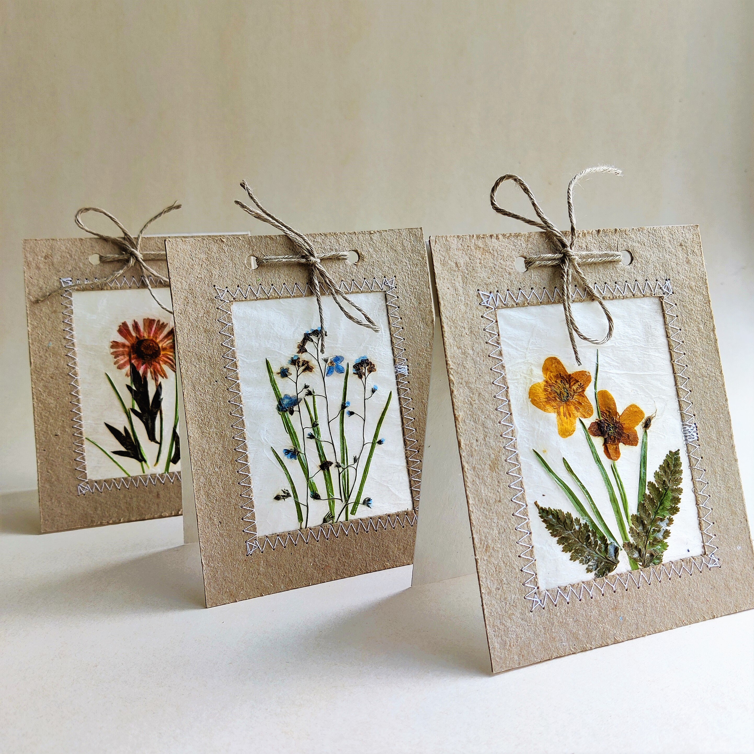Pressed Flower Card Set of 3: Handmade Botanical Notecards - Etsy
