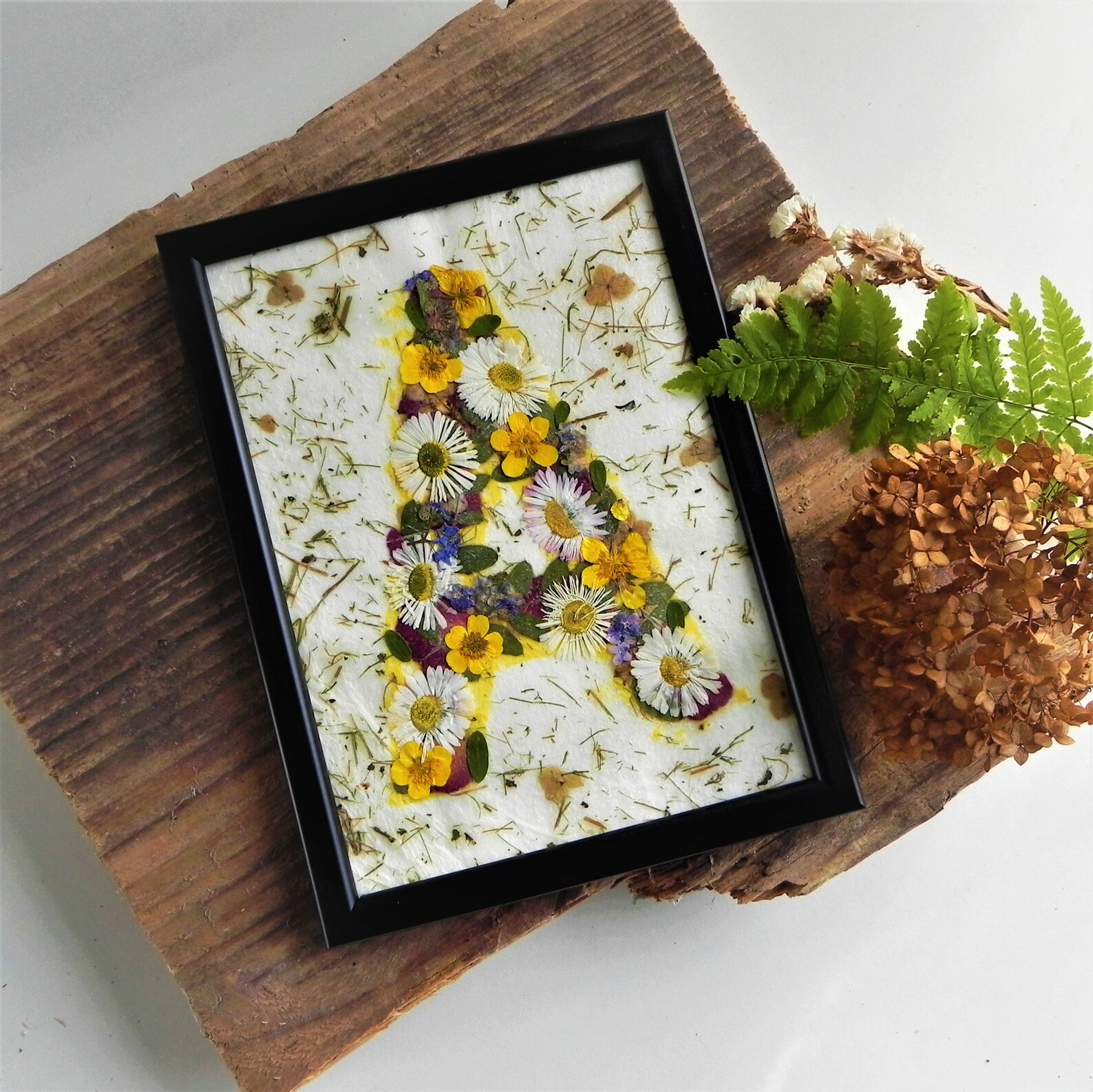 Flower Initial Letters for Wall Decor Pressed Botanical Frame - Etsy