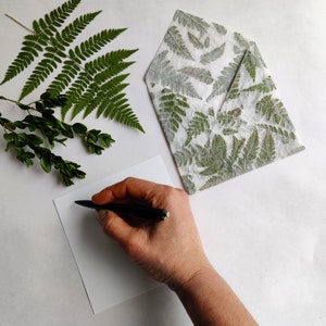 Square Invitation Envelope from Handmade Paper with Real Fern image 10