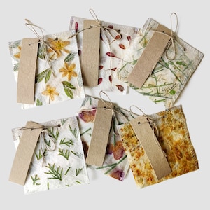 Petits sacs cadeaux Papier fait main Fleurs pressées Ensemble de mini sacs cadeaux