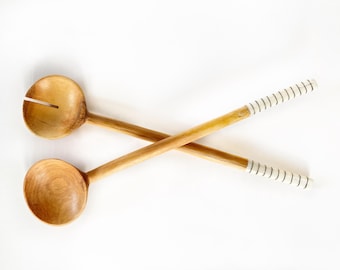Wooden Salad Servers (spoon & fork), Kitchen Utensils, salad spoons