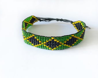 Perlenarmband, Jamaika Flagge Armband verstellbar
