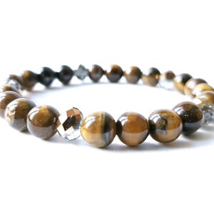 Tigereye - natürliche Tigerauge und Kristall Perle Armband 8mm - Wohlbefinden Armband