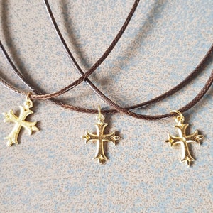 Cross necklace, 22K real gold plated charm necklace