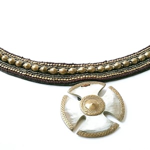 Heritage Elegance: African Leather Choker with Tribal Cross Pendant
