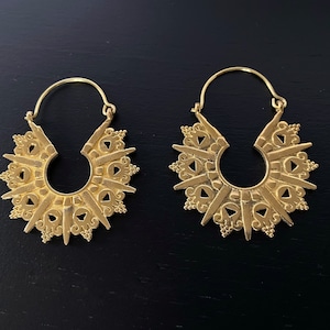 Brass hoop earrings, small hoops, Boho earrings, Tribal hoops